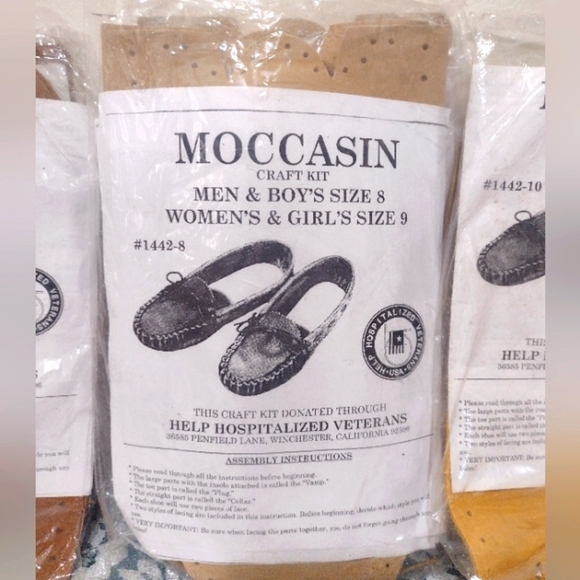 Vintage Moccasin Making Kits Crafting Leather Supplies Sizes 7 8 9 - Picture 2 of 4